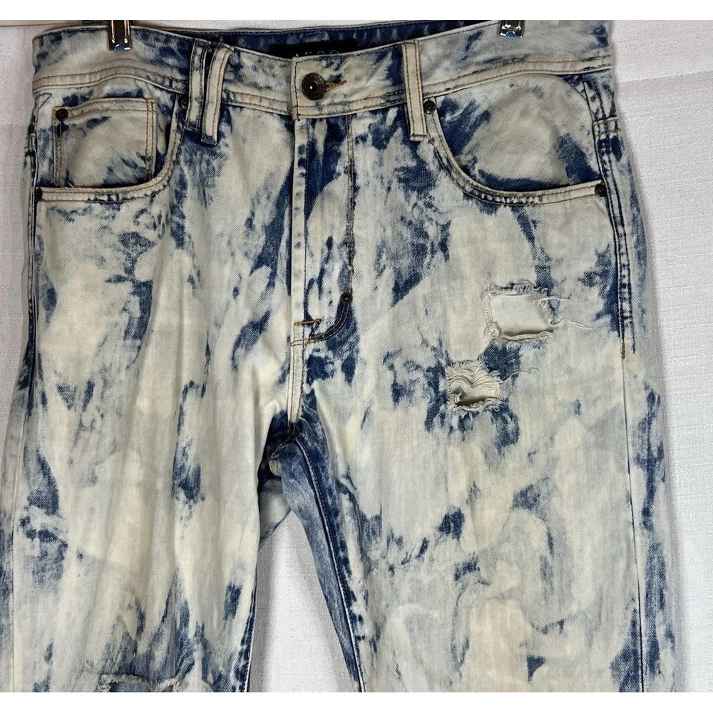 Akoo Jeans Men's 34x34 Tie Dye Print Blue Multicolor Distressed Street Wear - Picture 7 of 11